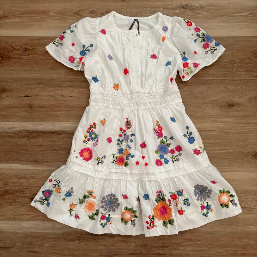 Anthropologie Somerset Embroidered Mini Dress S